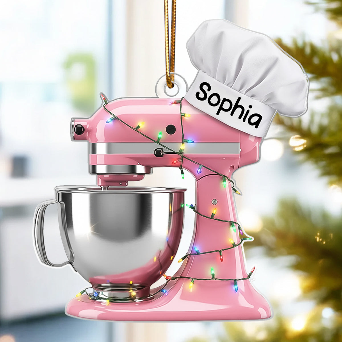 Baking Mixer Lights Christmas - Personalized Acrylic Ornament - Christmas Gift for Bakers