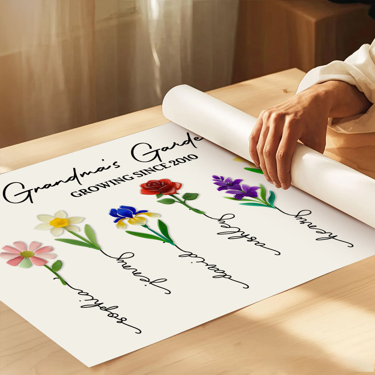 Grandma's Garden 3D Sea Glass - Personalized Poster - Christmas Gift for Grandma