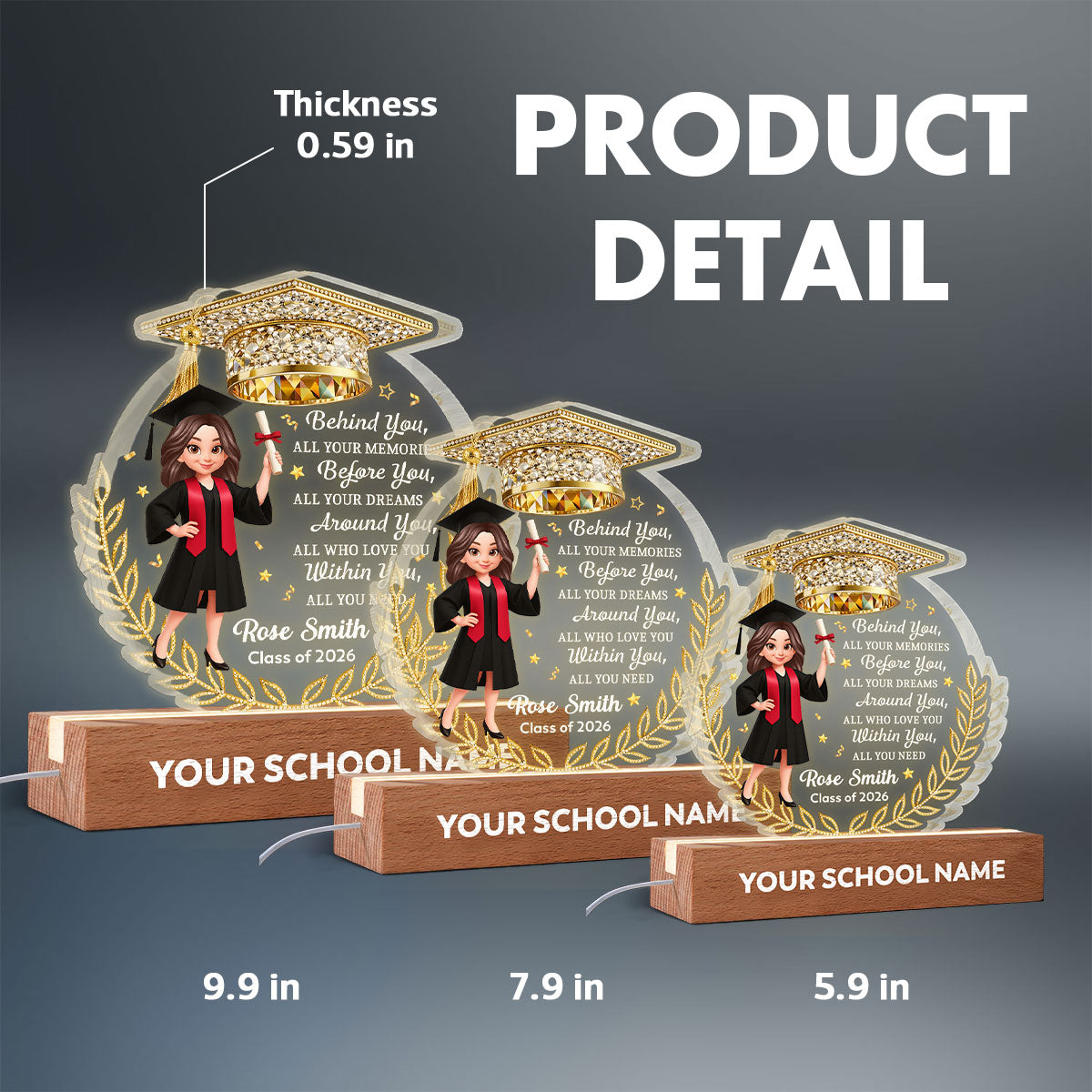 Before You All Your Dreams Graduation - Personalized Acrylic Block LED Night Light - Graduation Gift For Graduates, Daughter, Son