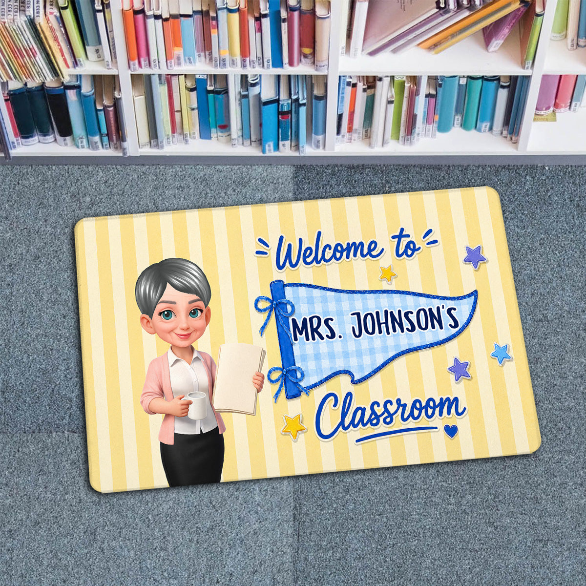 Pennant Vintage Welcome To Teacher Classroom - Personalized Doormat