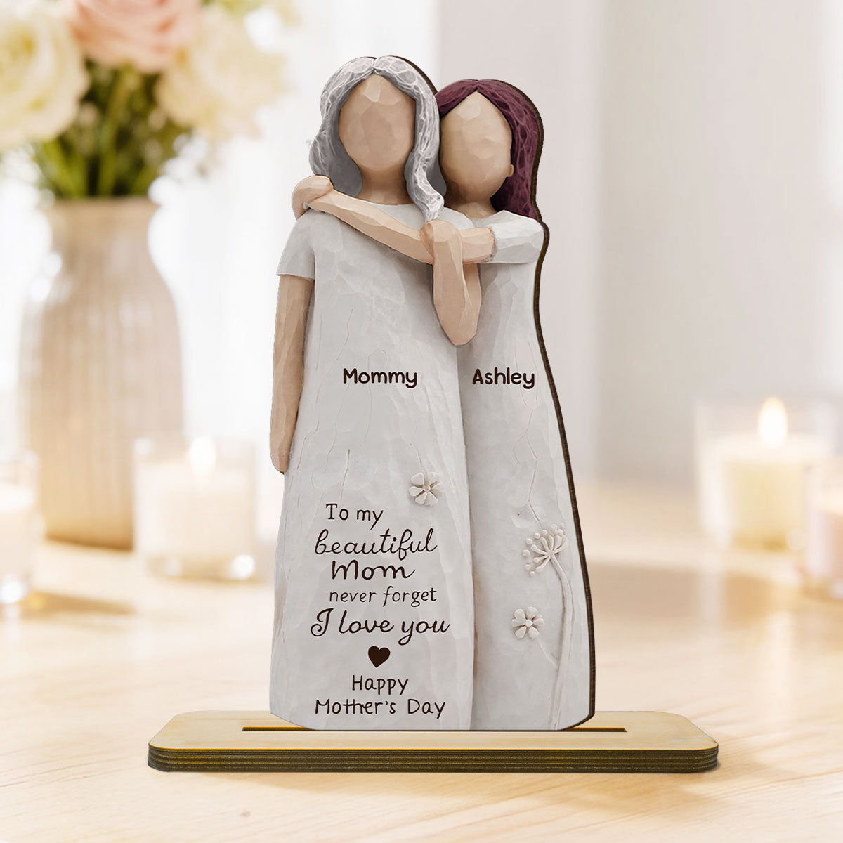 Mom Never Forget I Love You - Personalized 2-Layered Wooden Plaque - Mother's Day Gift For Mom