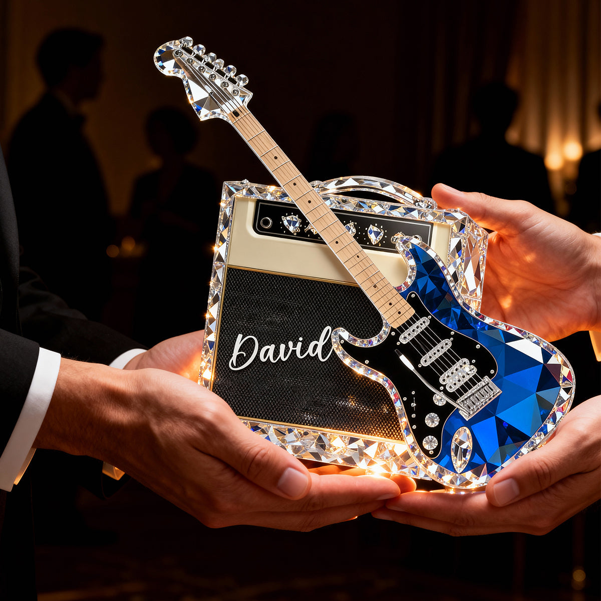 Guitar Music 3D Crystal Effect - Personalized Acrylic Block Plaque - Unique Gift For Guitarist