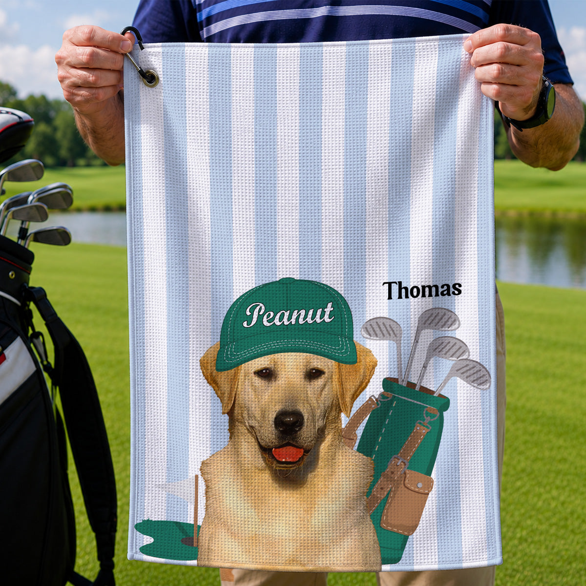Dog Lover Golf Caddy Custom Pet Photo - Personalized Golf Towel - Father's Day Gift For Dog Lover