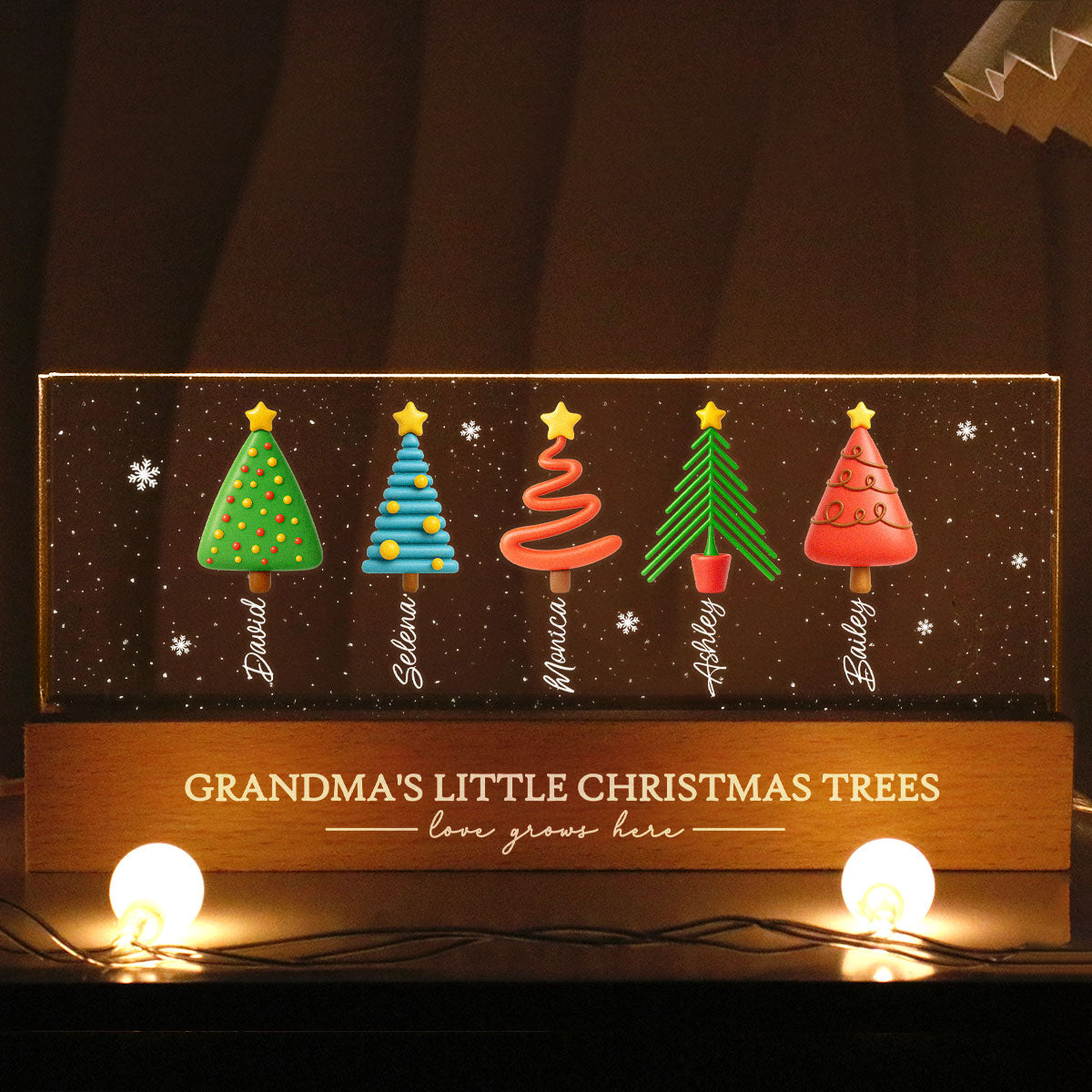 Grandma's Little Christmas Trees - Personalized LED Night Light - Heartwarming Christmas Gift For Grandma, Grandkid, Family