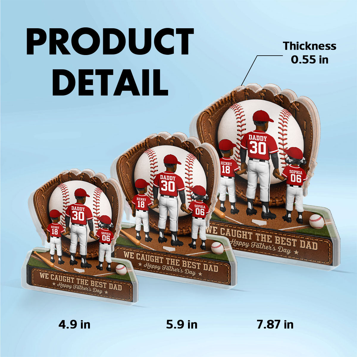 Baseball Dad Legend We Caught The Best Dad - Personalized Acrylic Block Plaque -  Gift For Dad