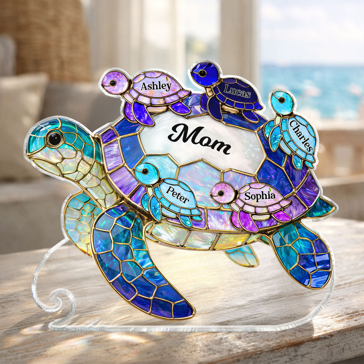Mom Grandma Sea Turtle - Personalized Acrylic Block Plaque - Mother's Day Gift for Her