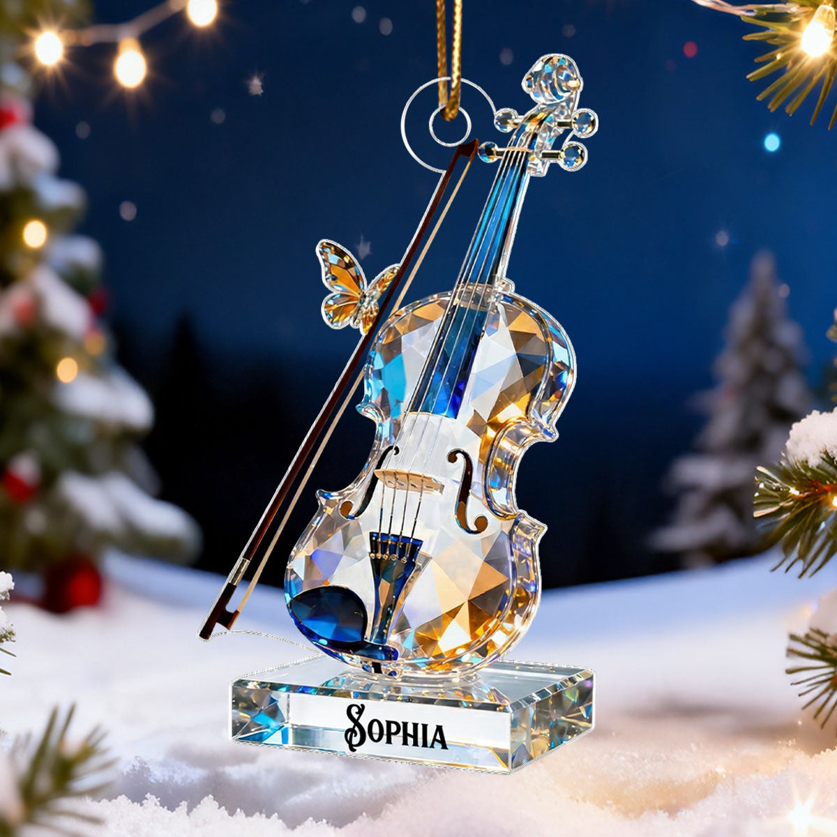 Violin Music Crystal Effect - Personalized Acrylic Ornament - Unique Gift For Violinist