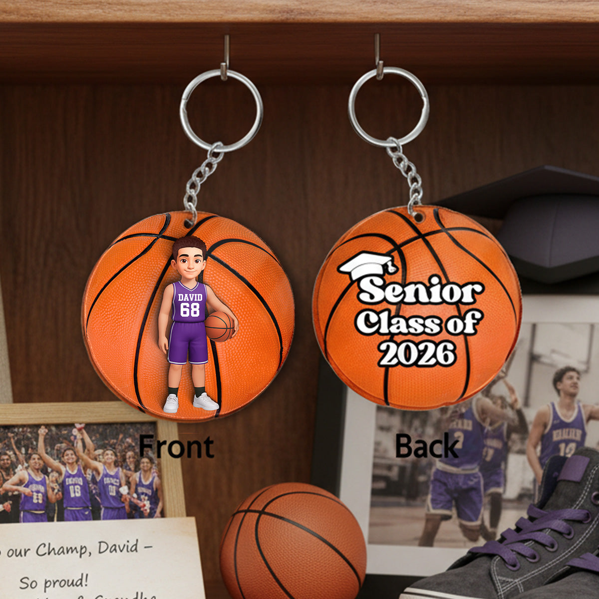 Basketball Senior Keepsake - Personalized Acrylic Keychain - Graduation Gift For Daughter, Son Graduates, Class of 2026