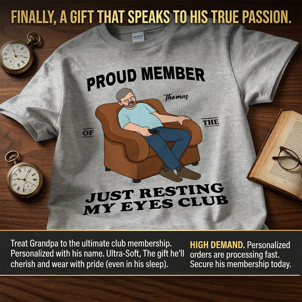 Proud Member Of Just Resting My Eyes Club - Personalized Shirt - Funny Father's Day Gift For Husband, Dad, Grandpa