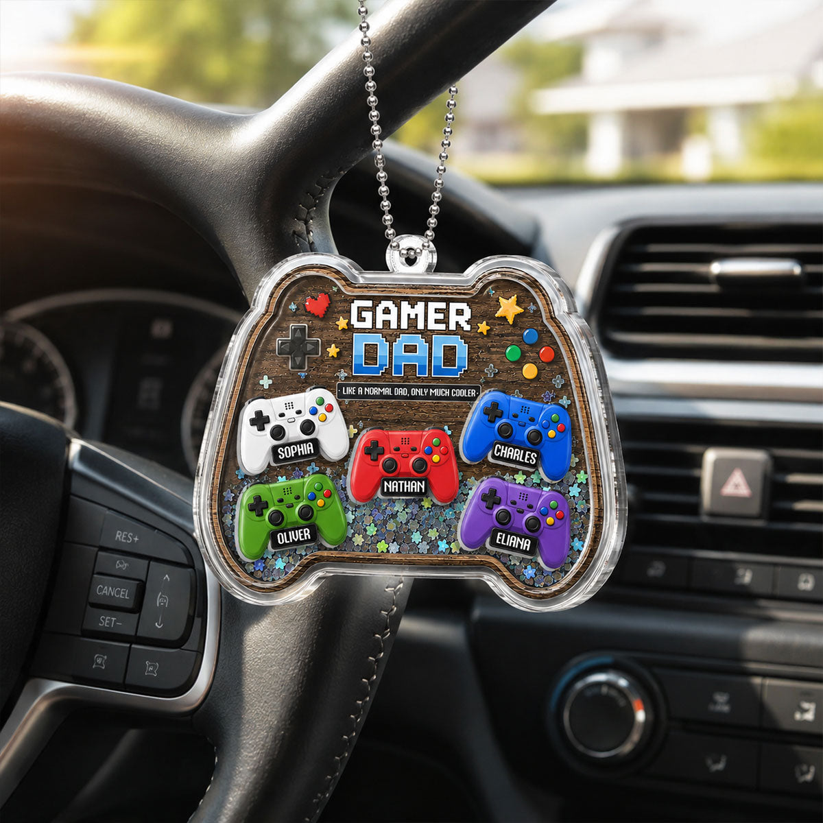 Gamer Dad - Personalized Car Shaker Ornament - Father's Day Gift For Gamer Dad, Car Decoration
