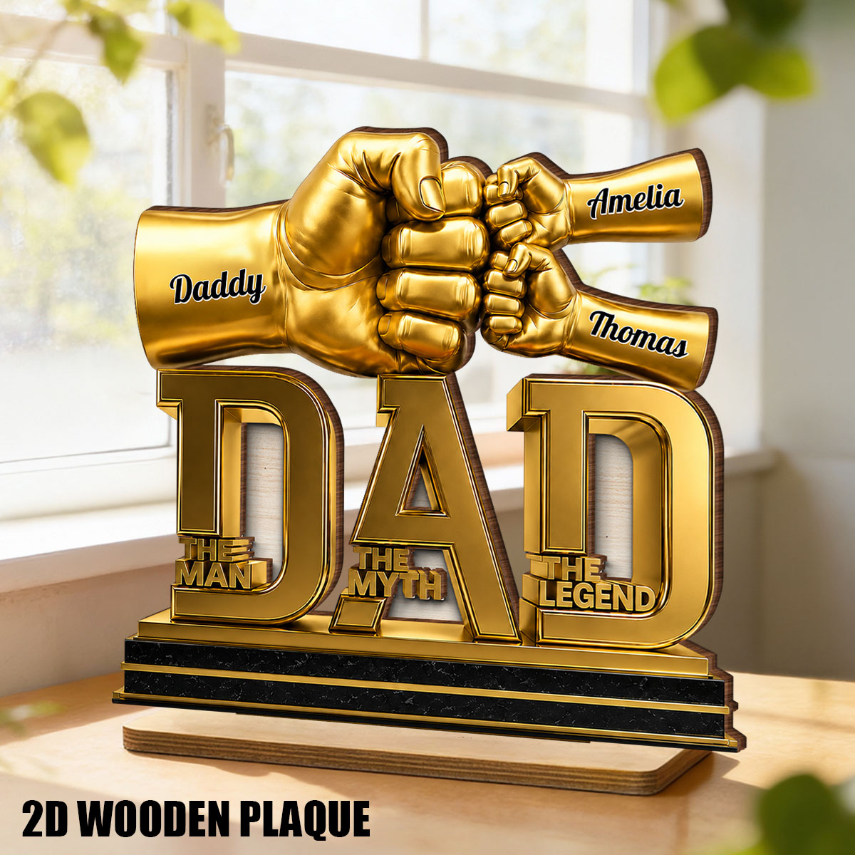 Dad The Man The Myth The Legend - Personalized 2-Layered Wooden Plaque -  Gift for Dad, Husband