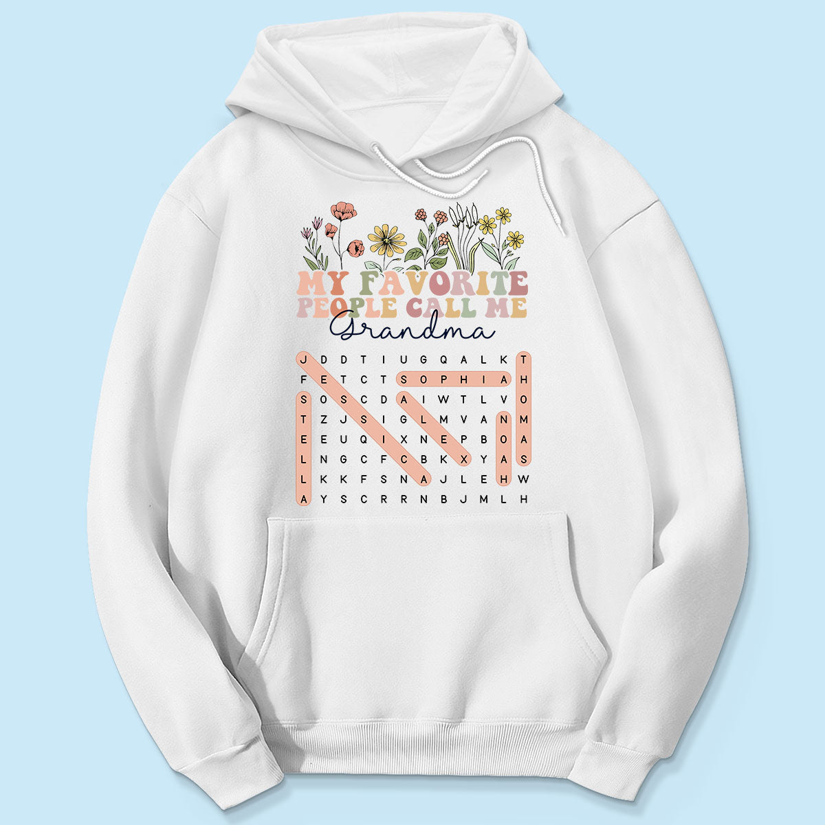 My Favorite People Call Me Grandma Floral Word Search Puzzle - Personalized Shirt - Mother's Day Gift For Grandma Mom