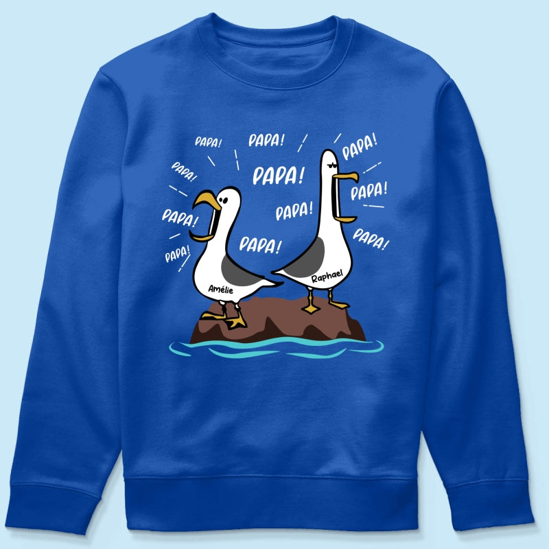 Mouettes Papa! Papa! Papa! – T-shirt Personnalisé – Cadeau Rigolo pour la Fête des Pères