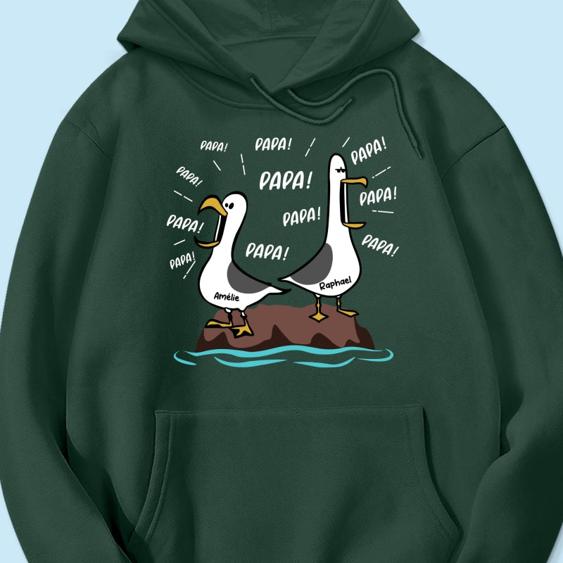 Mouettes Papa! Papa! Papa! – T-shirt Personnalisé – Cadeau Rigolo pour la Fête des Pères