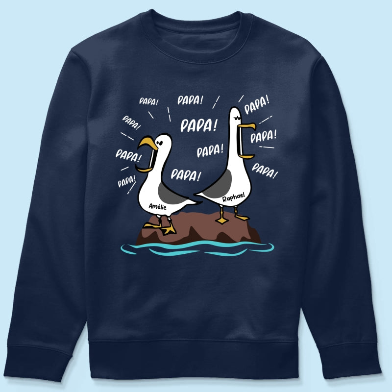 Mouettes Papa! Papa! Papa! – T-shirt Personnalisé – Cadeau Rigolo pour la Fête des Pères