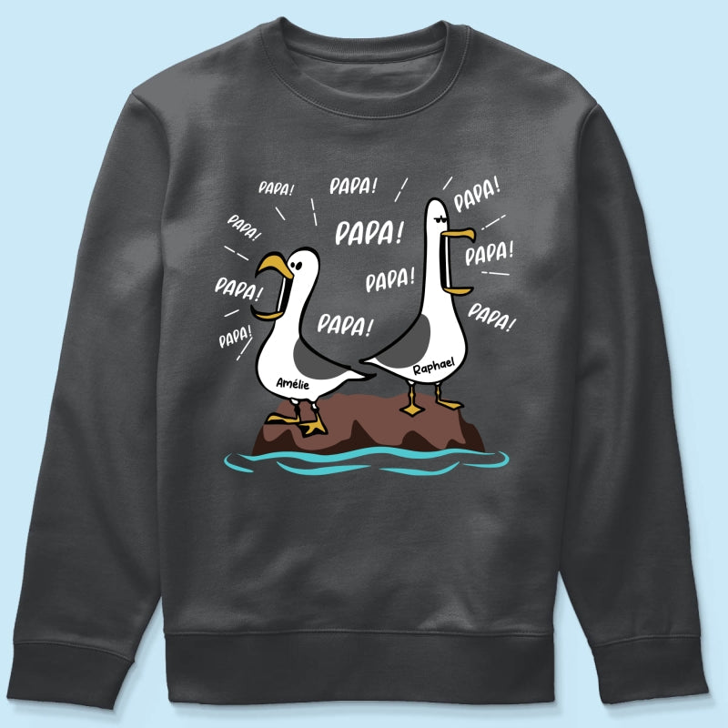 Mouettes Papa! Papa! Papa! – T-shirt Personnalisé – Cadeau Rigolo pour la Fête des Pères