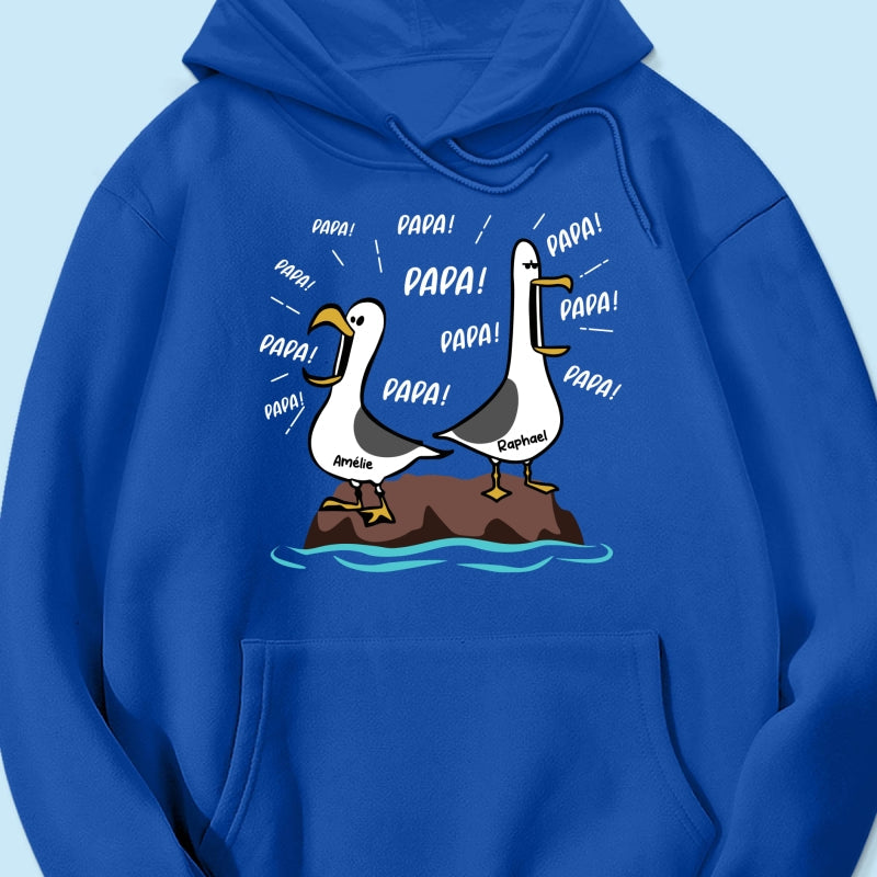 Mouettes Papa! Papa! Papa! – T-shirt Personnalisé – Cadeau Rigolo pour la Fête des Pères