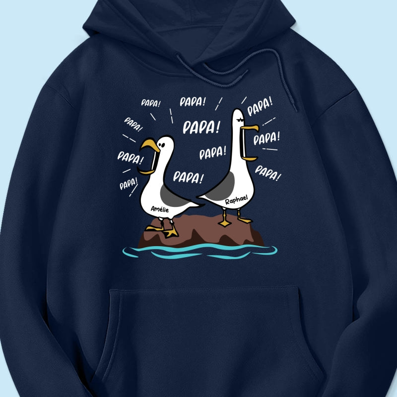 Mouettes Papa! Papa! Papa! – T-shirt Personnalisé – Cadeau Rigolo pour la Fête des Pères