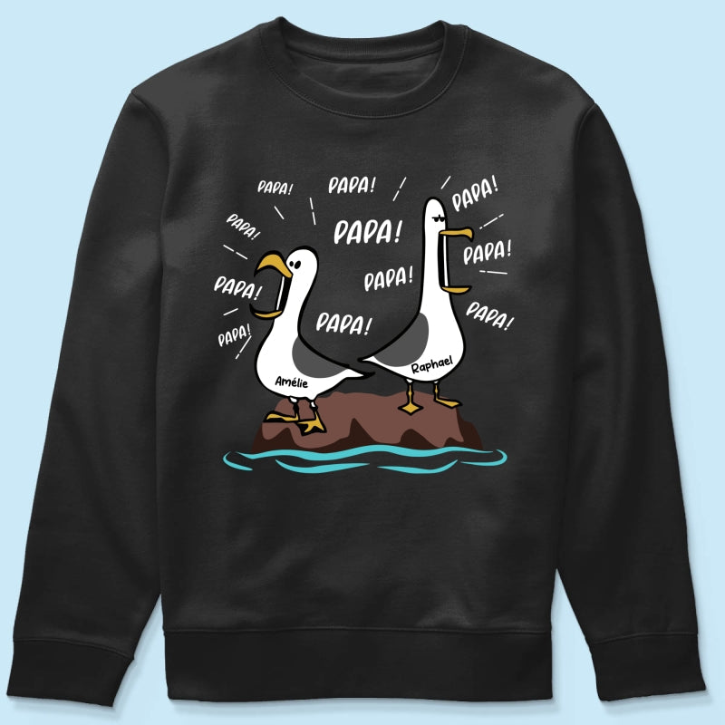 Mouettes Papa! Papa! Papa! – T-shirt Personnalisé – Cadeau Rigolo pour la Fête des Pères