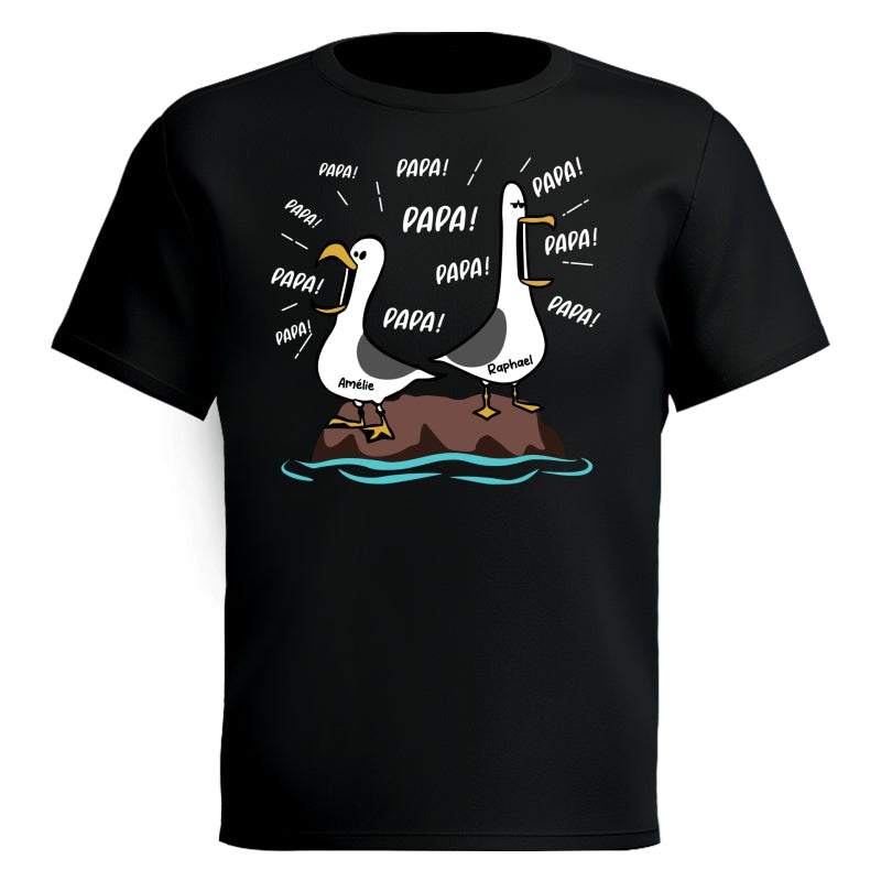 Mouettes Papa! Papa! Papa! – T-shirt Personnalisé – Cadeau Rigolo pour la Fête des Pères