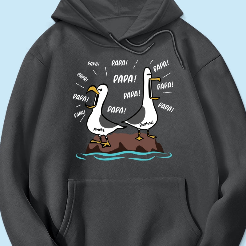 Mouettes Papa! Papa! Papa! – T-shirt Personnalisé – Cadeau Rigolo pour la Fête des Pères