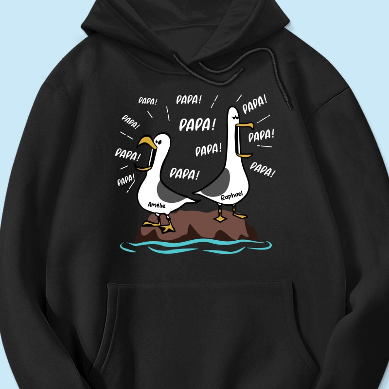 Mouettes Papa! Papa! Papa! – T-shirt Personnalisé – Cadeau Rigolo pour la Fête des Pères