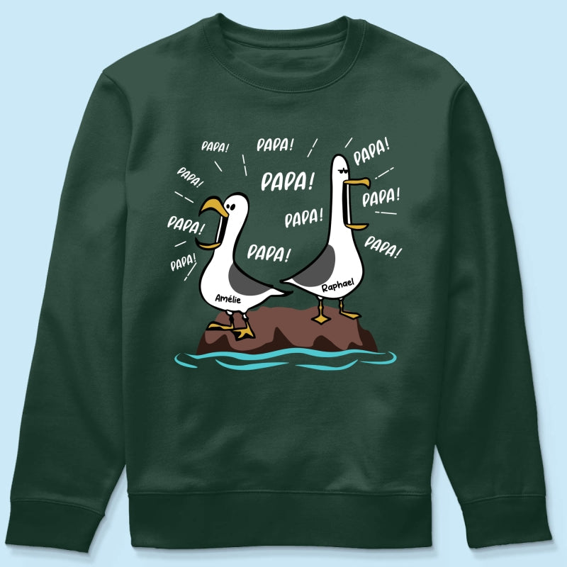 Mouettes Papa! Papa! Papa! – T-shirt Personnalisé – Cadeau Rigolo pour la Fête des Pères