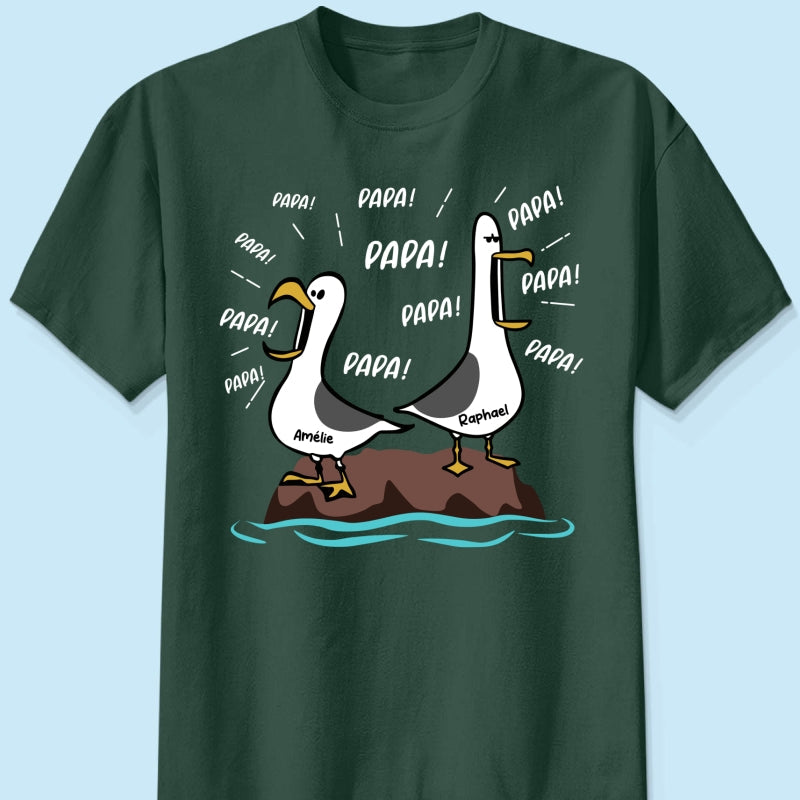 Mouettes Papa! Papa! Papa! – T-shirt Personnalisé – Cadeau Rigolo pour la Fête des Pères