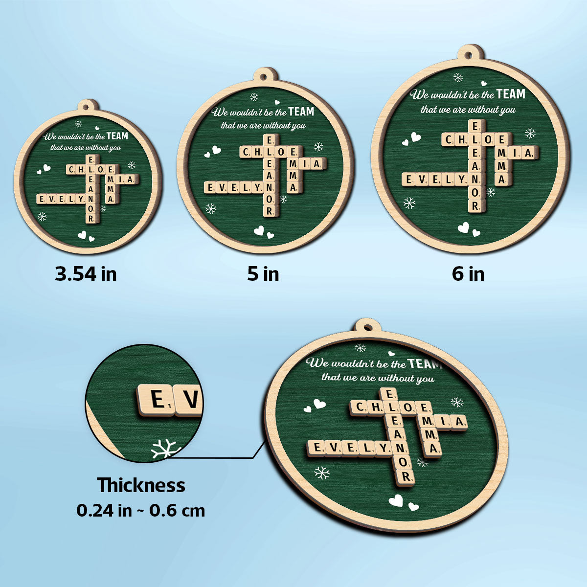 We Wouldn't Be The Team Without You Crossword Puzzle Art - Personalized 2-Layer Wooden Ornament - Gift For Colleagues