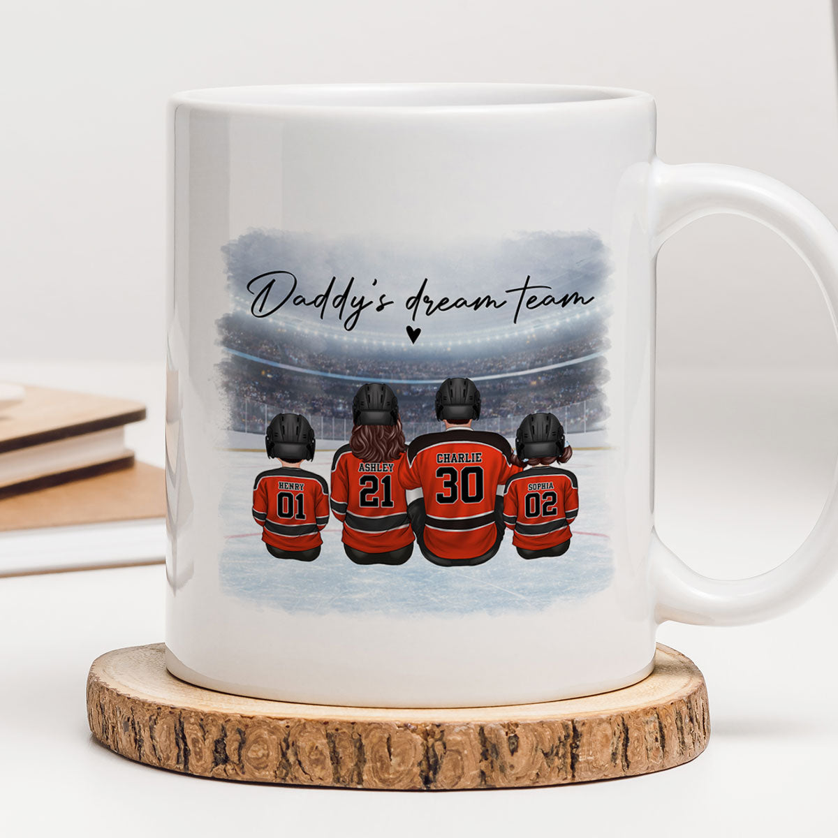 Daddy's Dream Team Hockey Family - Personalized Mug - Gift For Hockey Family
