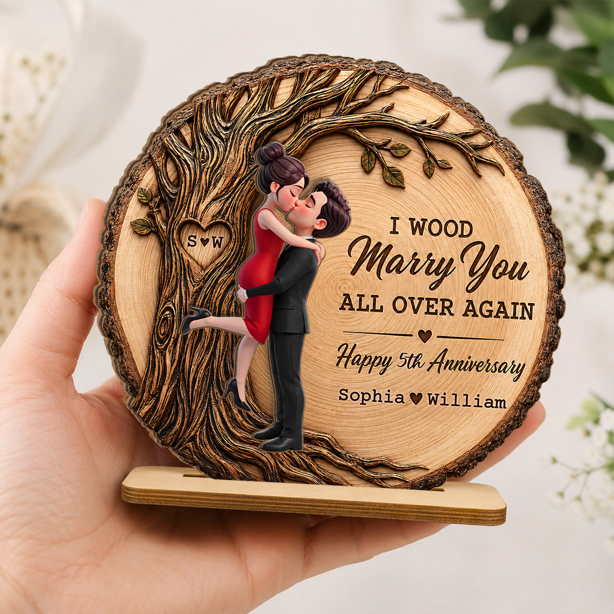 I Would Marry You All Over Again - Personalized 2-Layered Wooden Plaque - Couple Anniversary Gift for Her, for Him