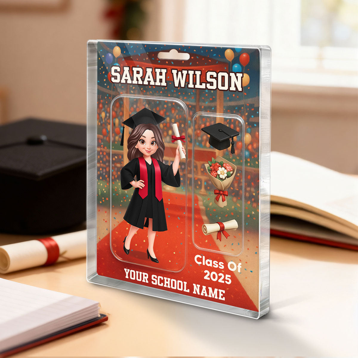 3D Effect Graduation Custom Figure Style - Personalized Acrylic Block Plaque - Christmas Gift For Graduates