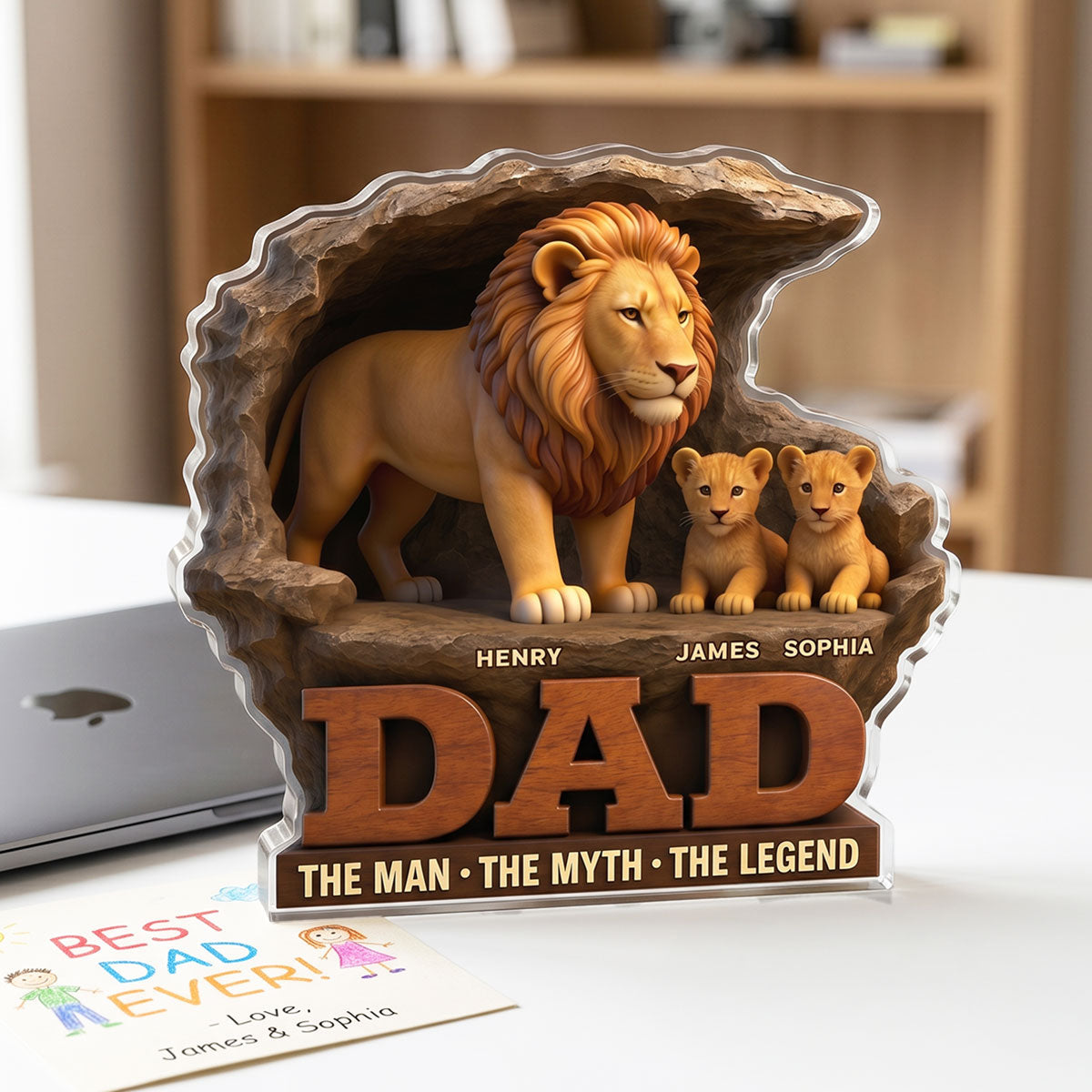 Lion Dad The Man The Myth The Legend - Personalized Acrylic Block Plaque - Cool  Gift For Dad