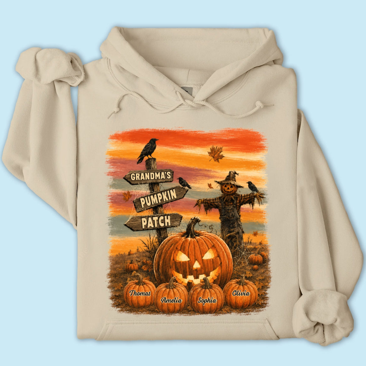 Rustic Grandma's Pumpkin Patch - Personalized Shirt - Halloween Fall Gift For Grandmas