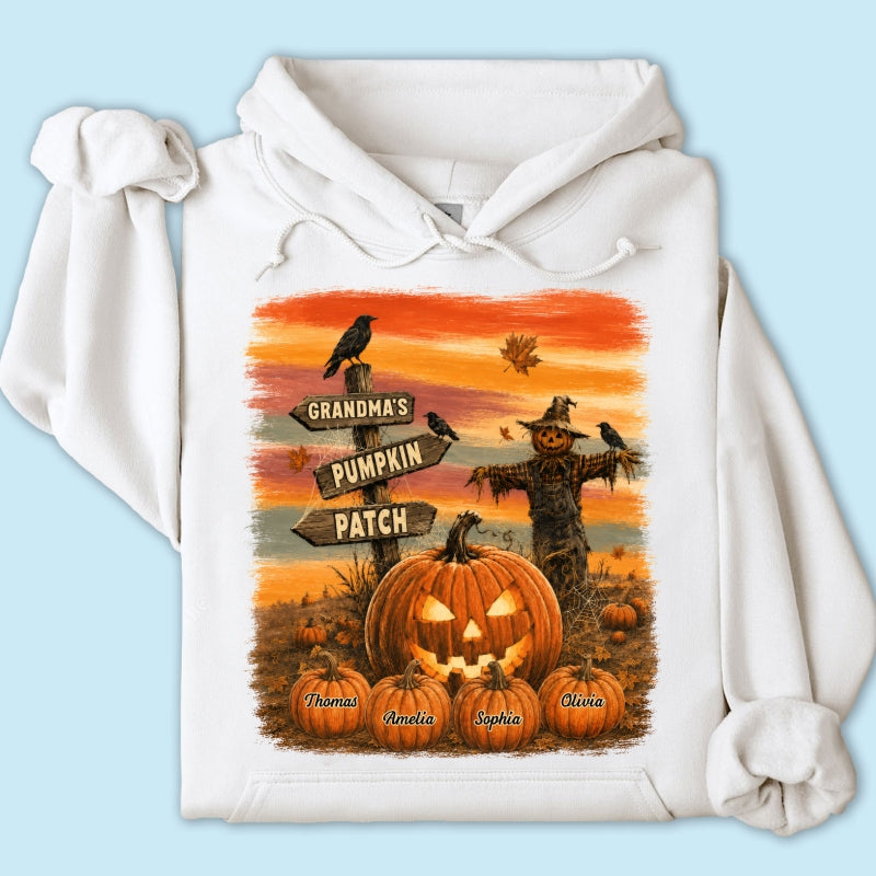 Rustic Grandma's Pumpkin Patch - Personalized Shirt - Halloween Fall Gift For Grandmas