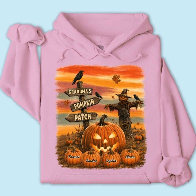 Rustic Grandma's Pumpkin Patch - Personalized Shirt - Halloween Fall Gift For Grandmas