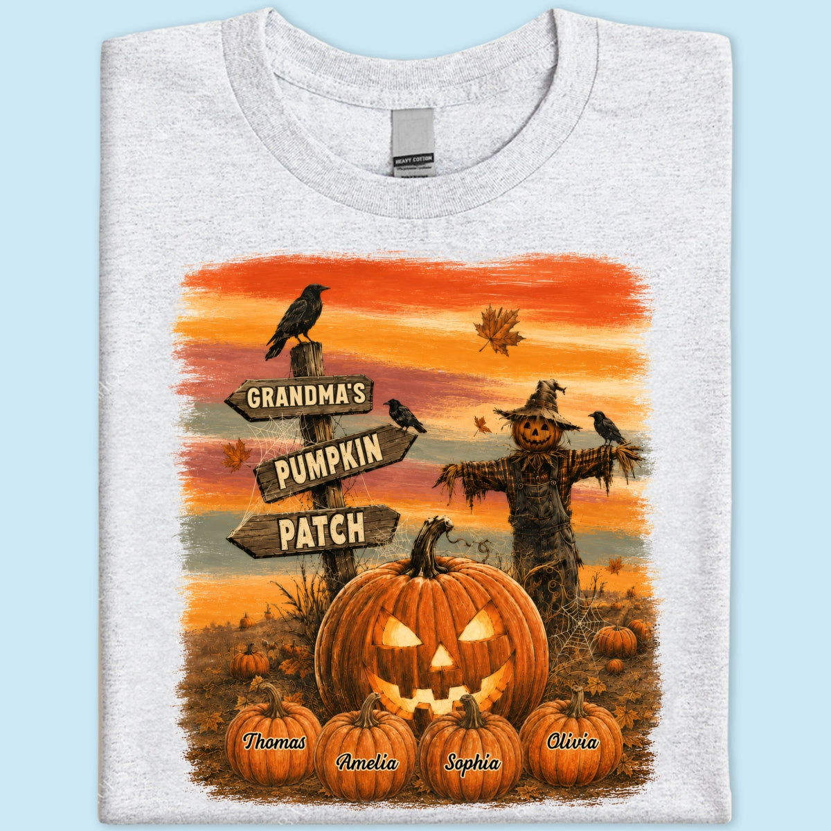 Rustic Grandma's Pumpkin Patch - Personalized Shirt - Halloween Fall Gift For Grandmas