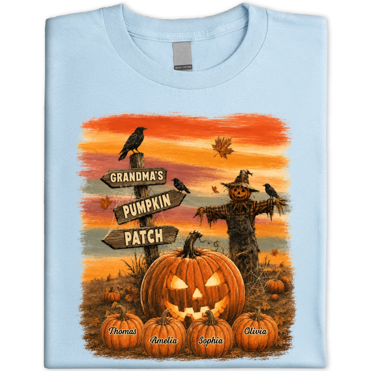 Rustic Grandma's Pumpkin Patch - Personalized Shirt - Halloween Fall Gift For Grandmas