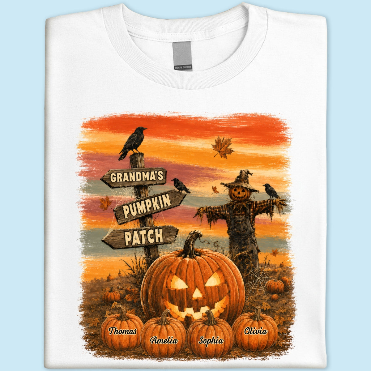Rustic Grandma's Pumpkin Patch - Personalized Shirt - Halloween Fall Gift For Grandmas