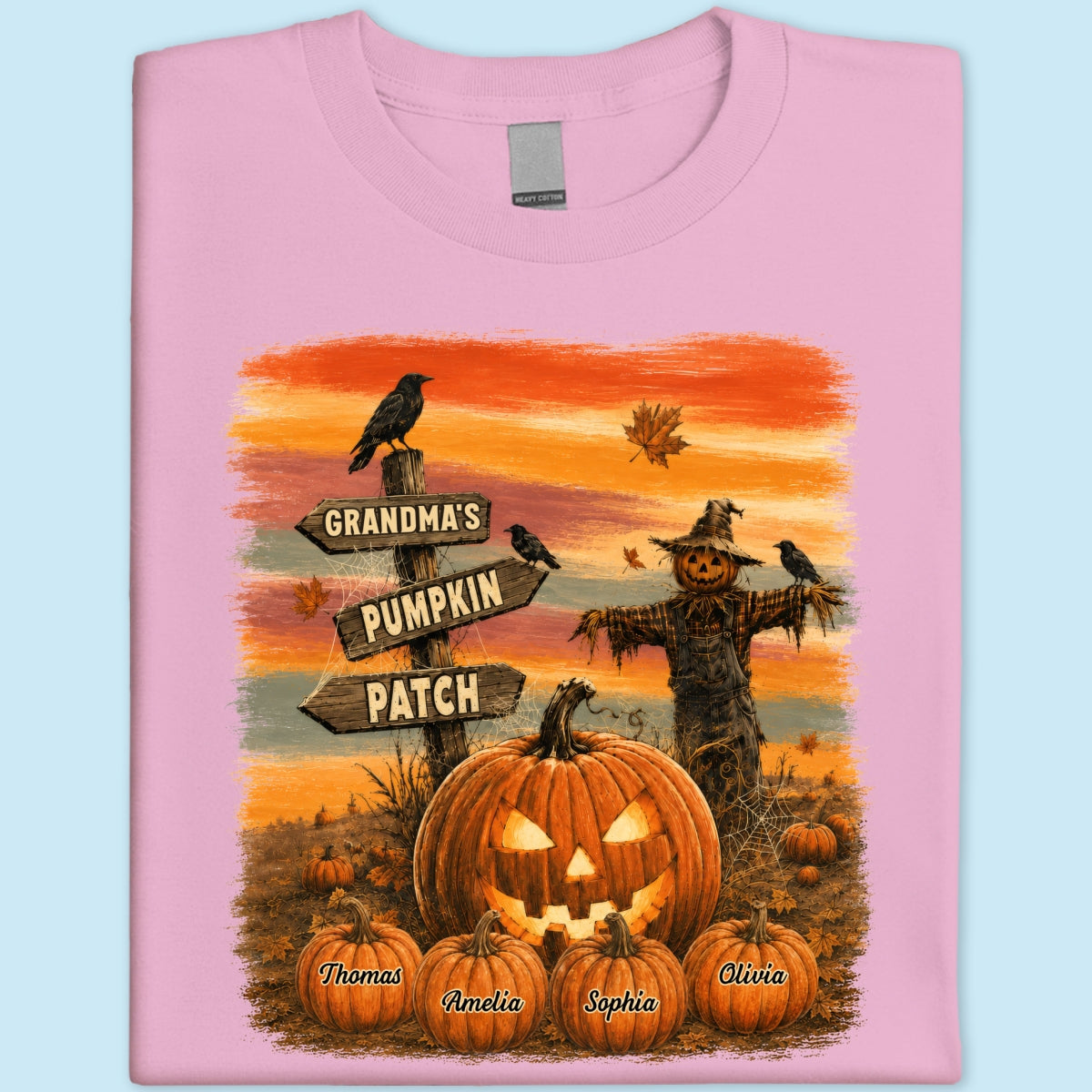 Rustic Grandma's Pumpkin Patch - Personalized Shirt - Halloween Fall Gift For Grandmas