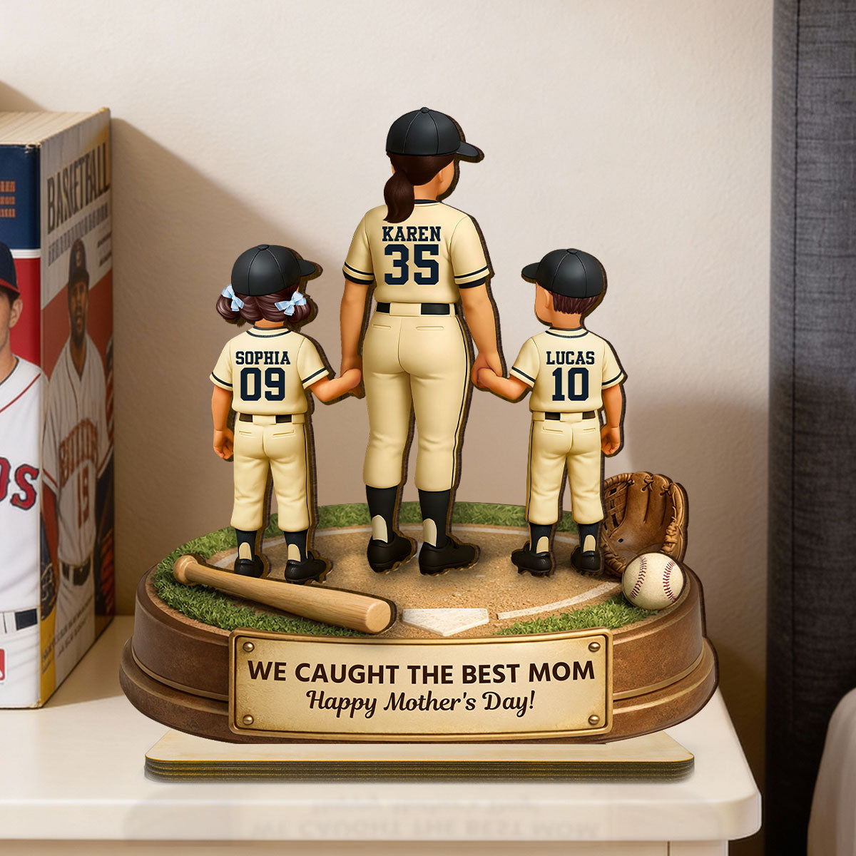 I Hit a Home Run Scoring You as My Mom - Personalized 2-Layered Wooden Plaque - Heartfelt Mother's Day Gift for Mom, Wiffe
