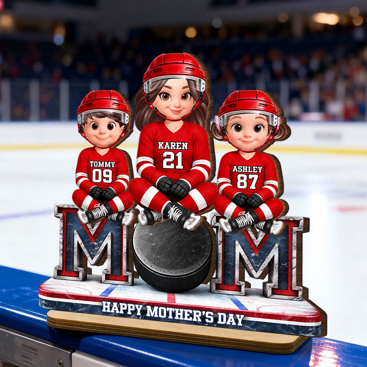 Best Hockey Mom Ever - Personalized 2-Layered Wooden Plaque - Mother's Day Gift For Hockey Mom