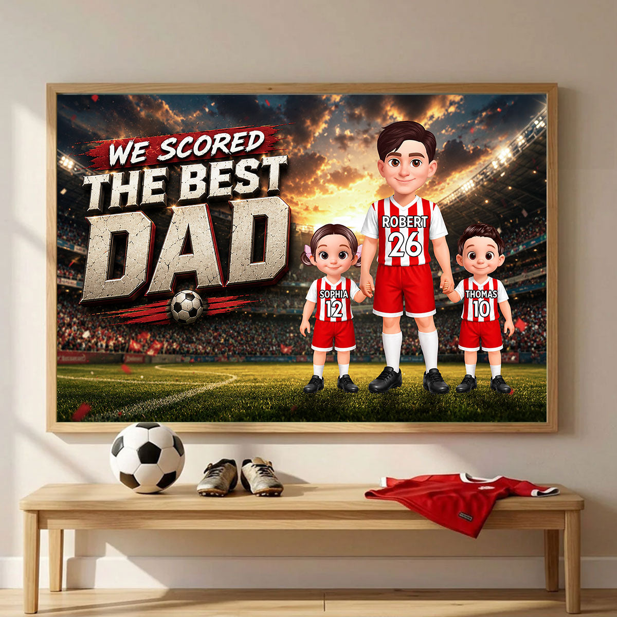 Soccer Dad & Kids Together - Personalized Poster - Father's Day Gift For Dad, Husband