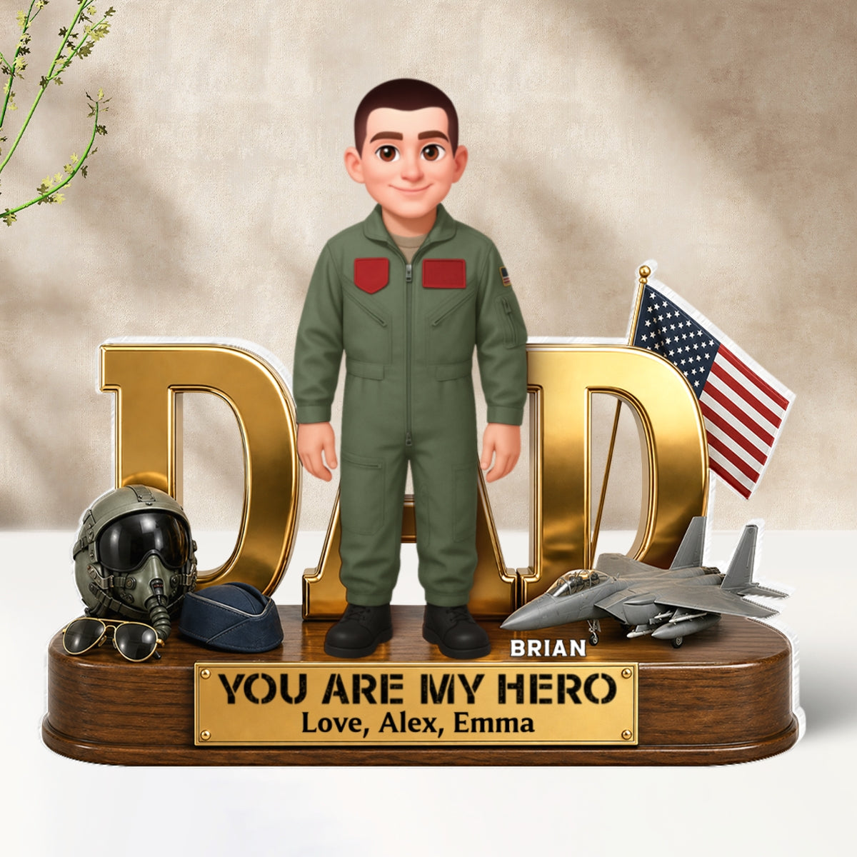 Proud American Air Force Dad You Are Our Hero - Personalized Acrylic Block Plaque -  Gift For Dad
