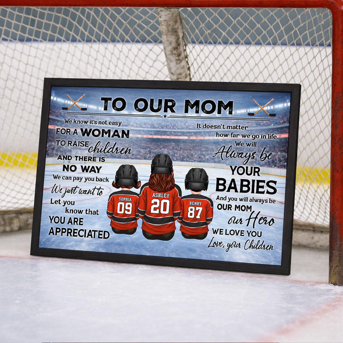 To Our Mom Hockey Kids Family - Personalized Poster - Heartfelt Gift For Hockey Mom, Gift For Wife