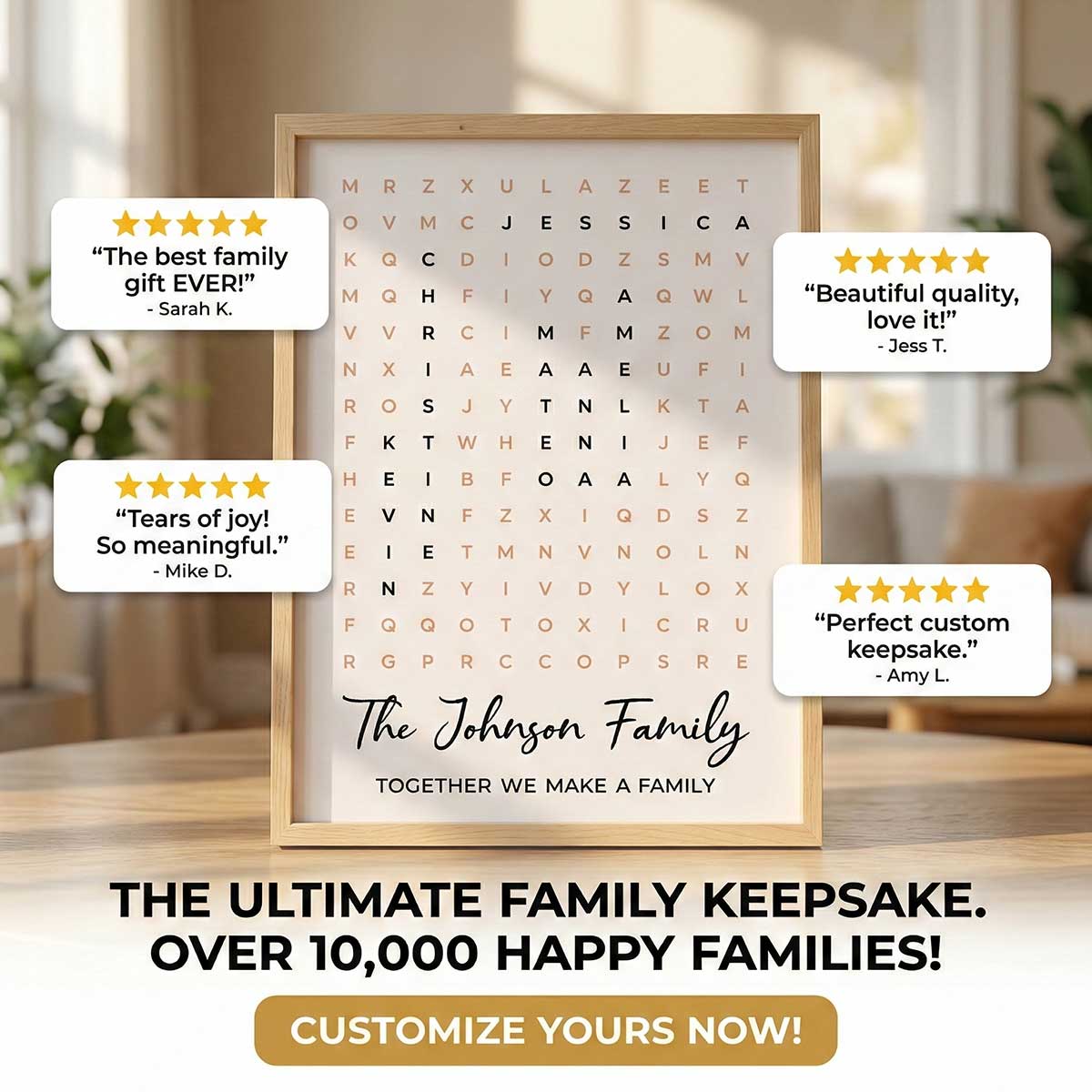 Family Name Word Search Puzzle Created In A Moment, Treasured Forever - Personalized Poster