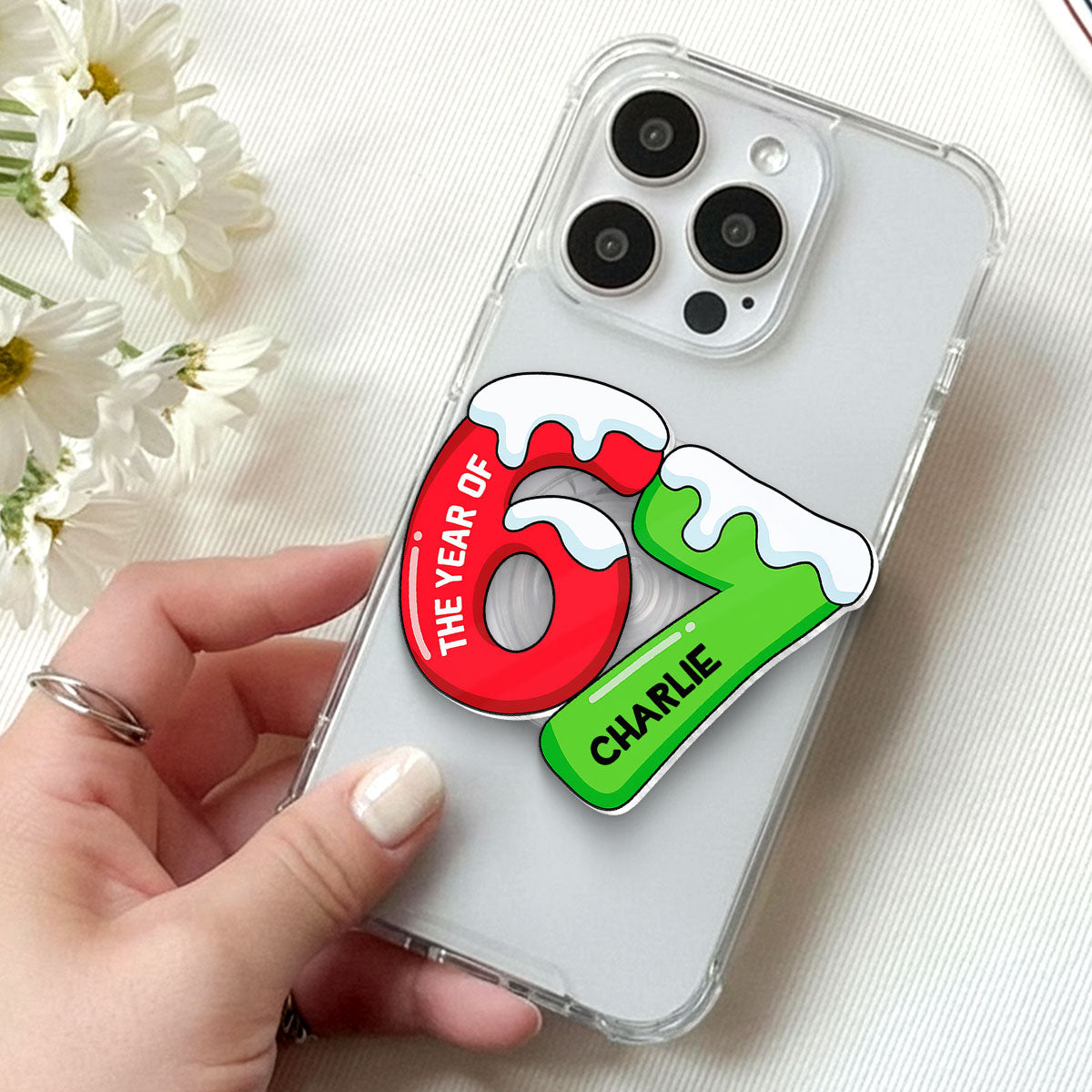 Custom Six Seven - Personalized Acrylic Magnetic Phone Grip - Teen Slang Funny Tree Decor, Funny Teen Grandkid Gift