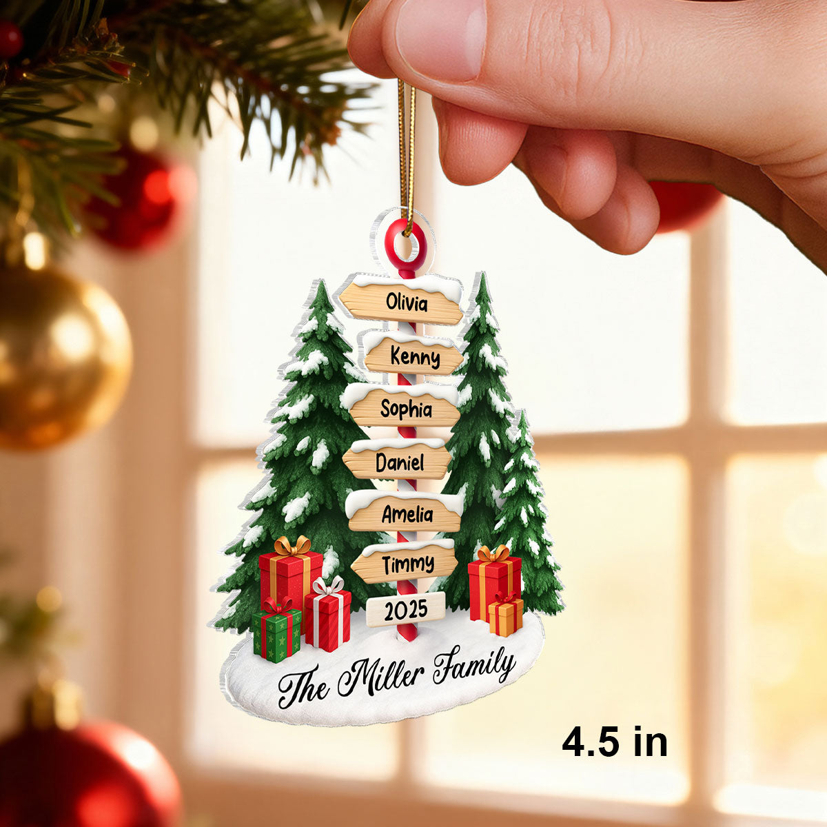 Family Member Direction Sign Post - Personalized Acrylic Ornament - Christmas Gift for Family