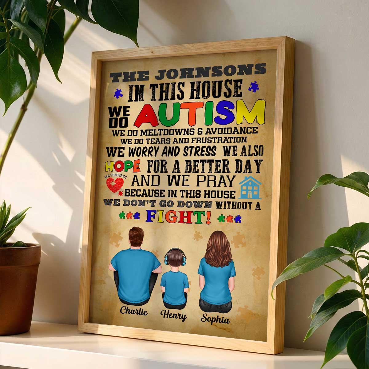 In This House We Do Autism Family Back View - Personalized Poster - Autism Awareness Home Decor