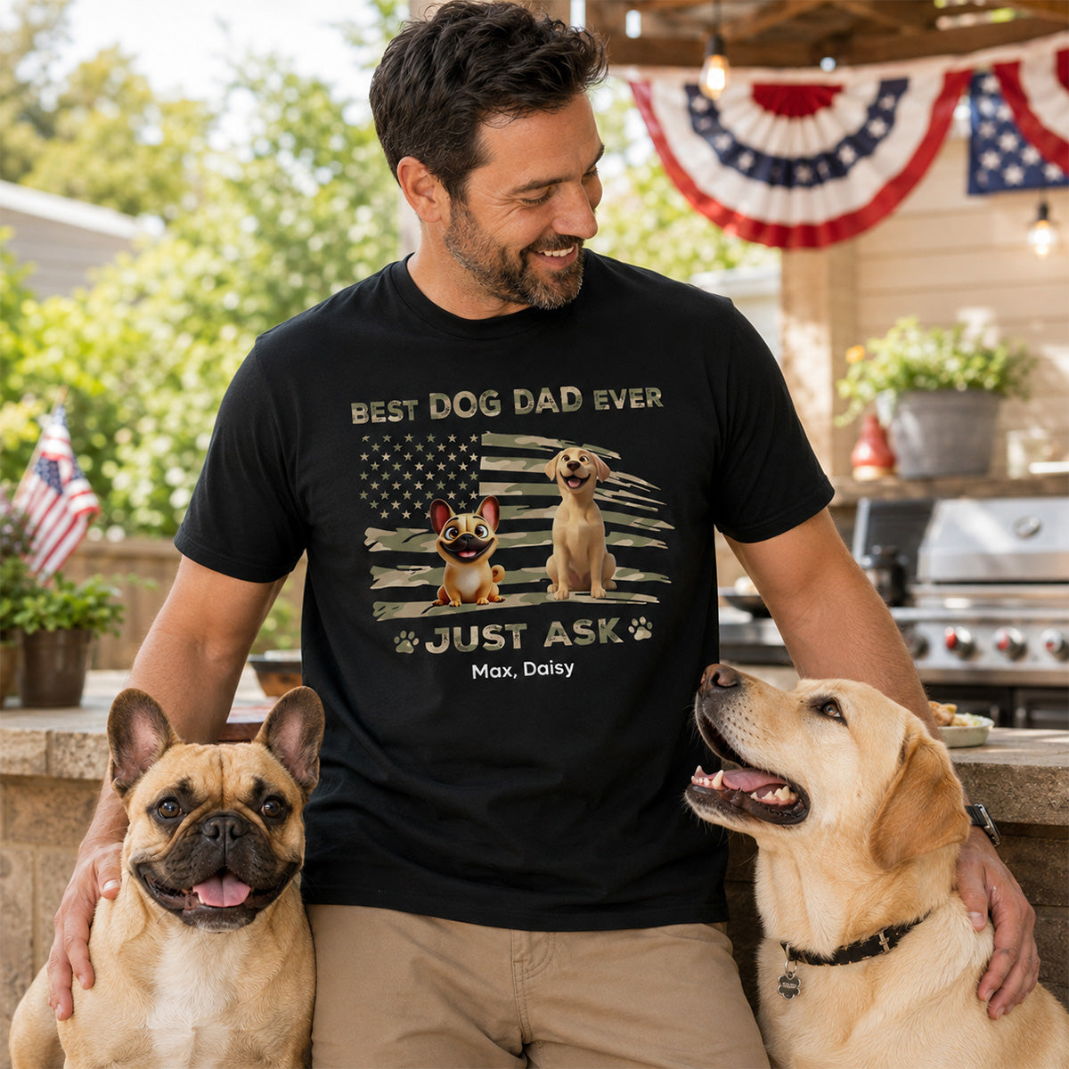 Best Dog Dad Ever Nation Flag - Personalized Shirt - Father's Day Gift For Dog Dad, Patriotic 4th Of July Gift, USA 250th Anniversary